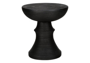 English Elm Accent Round Table Ribbed Sculptural Matte Black Magnesium Oxide Indoor Outdoor Use B2710P461674