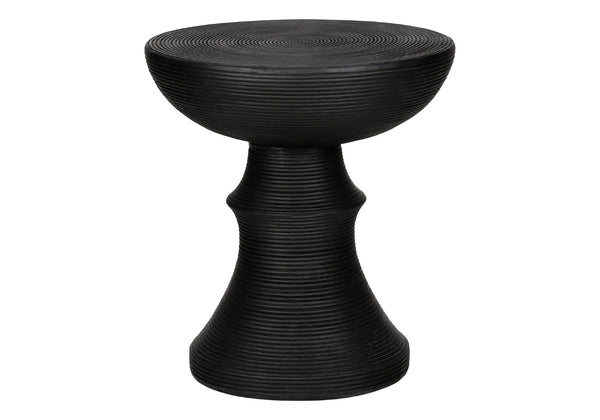 English Elm Accent Round Table Ribbed Sculptural Matte Black Magnesium Oxide Indoor Outdoor Use B2710P461674