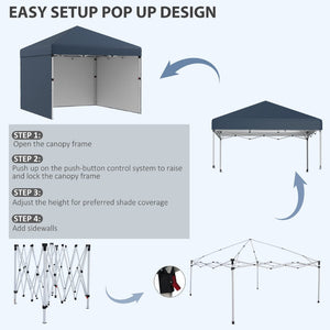 English Elm Outsunny 10' X 10' Adjustable Pop-Up Canopy Tent With Sidewalls, Weight Bags & Carry Bag For Events W2225P174159-GIGA