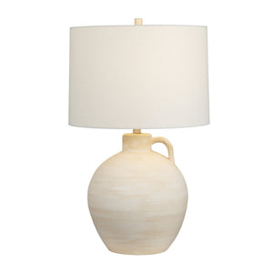 Crestview Collection 29.5"H Ceramic Table Lamp - Rustic Tan Finish, Timeless Design With Oatmeal Linen Shade & 3-way Socket   Cvazp095