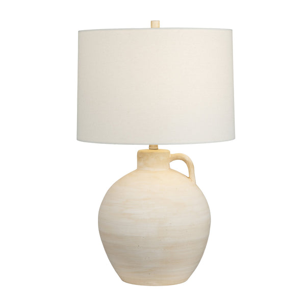 Crestview Collection 29.5"H Ceramic Table Lamp - Rustic Tan Finish, Timeless Design With Oatmeal Linen Shade & 3-way Socket   Cvazp095