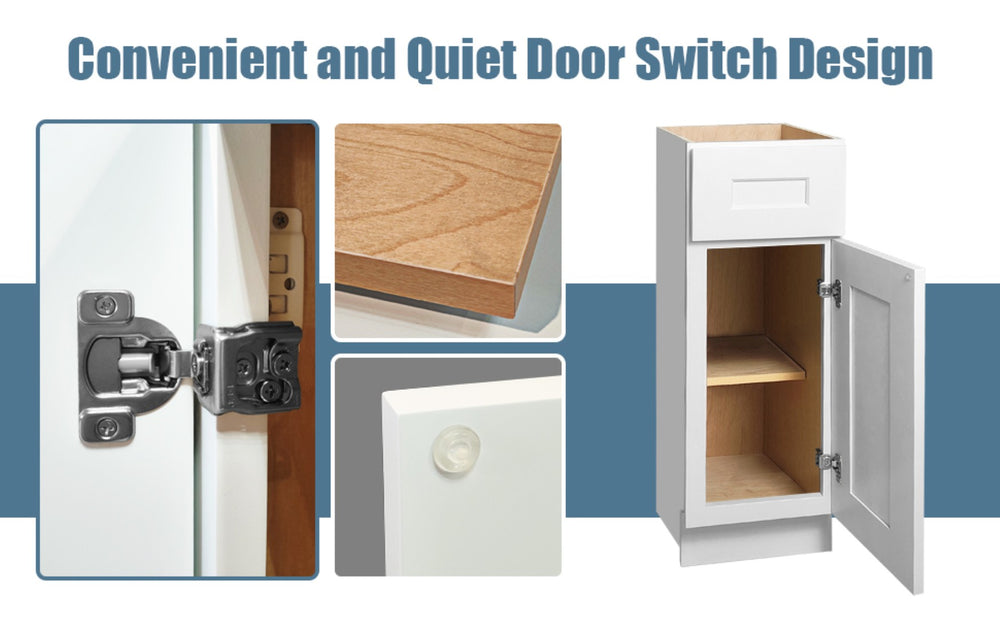 English Elm White Shaker Solid Wood Single Door Base Cabinet - Ideal Storage For Kitchen, Laundry & Bathroom T2950P361476-GIGA