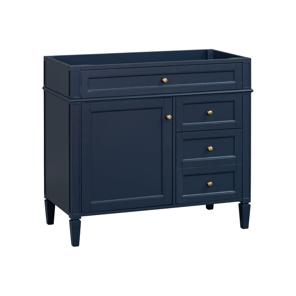 English Elm 36'' Modern Bathroom Vanity Cabinet with Tip-Out Drawer, Adjustable Shelf, Smooth Metal Slides, Solid Wood Frame Blue N710P186084C