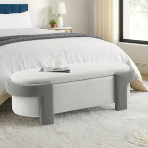 Christopher Knight Home® - Noble House - Large Versatile Storage Ottoman Bench: Spacious, Durable, And Stylish For Any Room ,White With Light Grey(51"*20"17")