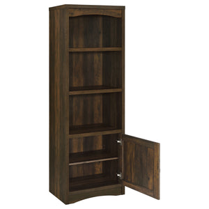 English Elm Stott Dark Pine Media Tower with Adjustable Shelves and Display Space, 70.75" Tall Brown Storage Unit B062P299839
