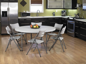 OSP Home Furnishings 48" Round Folding Table with Resin Top and Steel Frame for Parties or Workspace 60" BT60Q