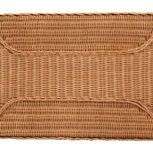 English Elm Bohemian Hand-braided Rattan Side Table with Open Shelf for Warm Organic Interiors B2750P467754
