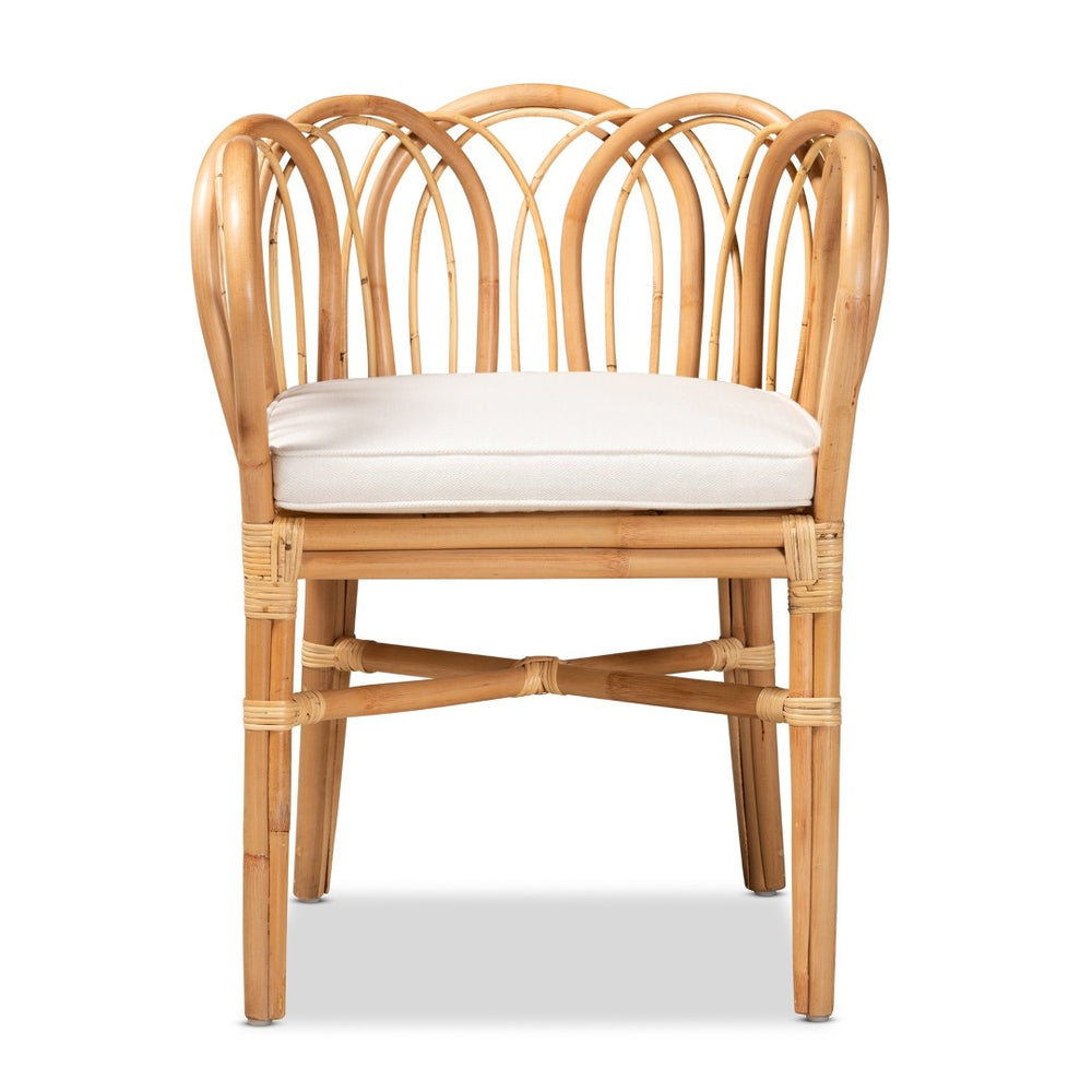 English Elm Modern Handcrafted Rattan Dining Chair with Geometric Open Back and Foam Seat Cushion B2750P470023