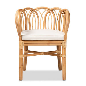 English Elm Modern Handcrafted Rattan Dining Chair with Geometric Open Back and Foam Seat Cushion B2750P470023