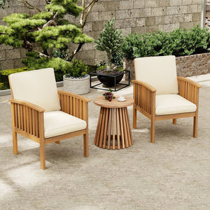 English Elm Christopher Knight Home® - Patio Acacia Wood Outdoor Club Chair Conversation Set with Side Table — Durable UV‑Resistant, Ergonomic Comfort Brown,Cream,Light Teak N770P313252L_63513.00