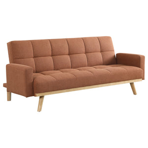English Elm Declan Terracotta Upholstered Convertible Sofa Bed with Tufted Seats, Track Arms & Angled Wood Frame - Cozy Modular Design for Casual Living Rooms B062P358308