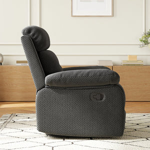 English Elm Small Rocker Swivel Recliner Chair with 360° Swivel, 30° Rocking & Adjustable Recline for Comfort Dark Gray T3623P379695