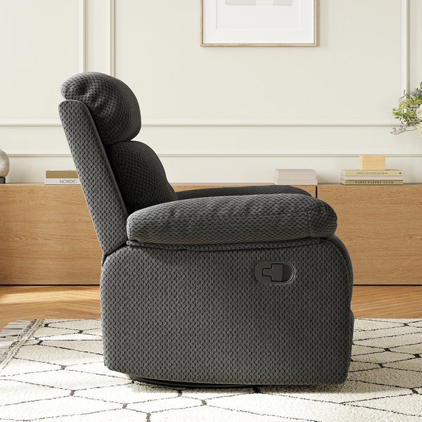 English Elm Small Rocker Swivel Recliner Chair with 360° Swivel, 30° Rocking & Adjustable Recline for Comfort Dark Gray T3623P379695