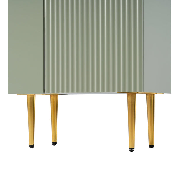 English Elm 21.6" Green Bathroom Vanity with Ceramic Sink, Left Side Storage, Gold Legs, Soft-Close, Modern Finish SV000007AAF