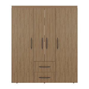English Elm Bethel Slim Profile Wardrobe Armoire with Hanging Rods Open Shelves and Drawer B128S00244