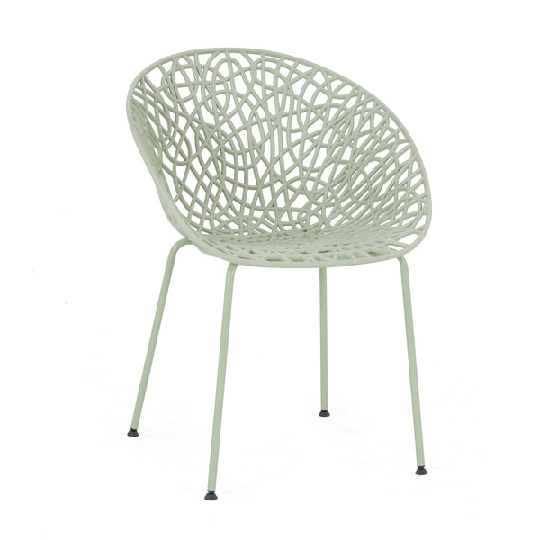 English Elm Christopher Knight Home® - Neiman Outdoor Dining Chair Set of 2 with Weather-Resistant Iron Frame and Perforated Diamond Design Green N775P256374G