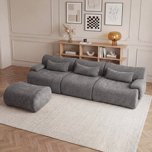 English Elm Boneless Curved Sofa 3 Seat Low Profile Streamlined Frame for Modern Living Rooms W3728S00009