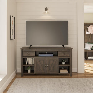 English Elm Farmington Rustic Barn Wood Tv Stand with Sliding Doors and Drawer Storage B2733S00022