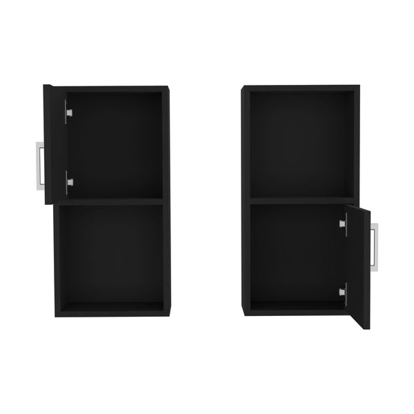 English Elm Wall Mounted Bathroom Medicine Cabinet Eak 24" H Black – Compact 4-Shelf Engineered Wood Storage, Sleek Design B097P199746