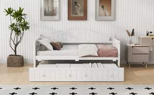 English Elm Twin Cottage Beadboard Daybed with Pull Out Trundle Solid Pine Guest Room Frame N708P357100K