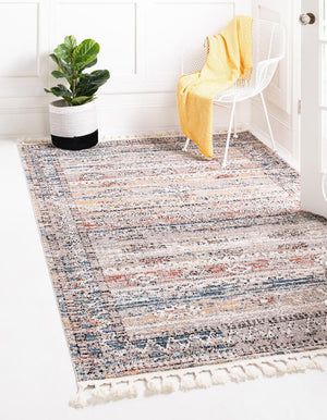 Unique Loom Aramis Tal Machine Made Tribal Rug Multi, Black/Blue/Orange/Rust Red/Ivory 9' 0" x 12' 2"