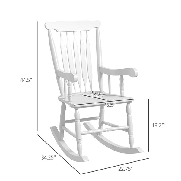 English Elm Outsunny Outdoor Wood Rocking Chair - 350 Lbs Capacity, High Back Comfort For Patio, Garden, Balcony W2225P174349-GIGA