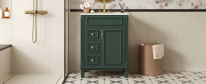 English Elm 24" Elegant Bathroom Vanity With Ceramic Sink - Space-Saving Design, 2 Drawers & Adjustable Shelf N710P318990F