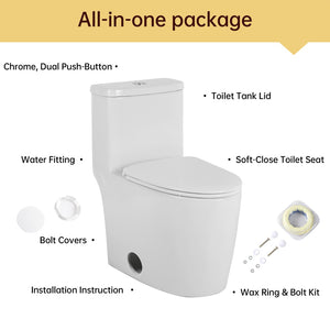 English Elm 1.1/1.6 Gpf Skirted One-piece Elongated Ceramic Toilet with Soft Close Seat Watersense B2724P246932