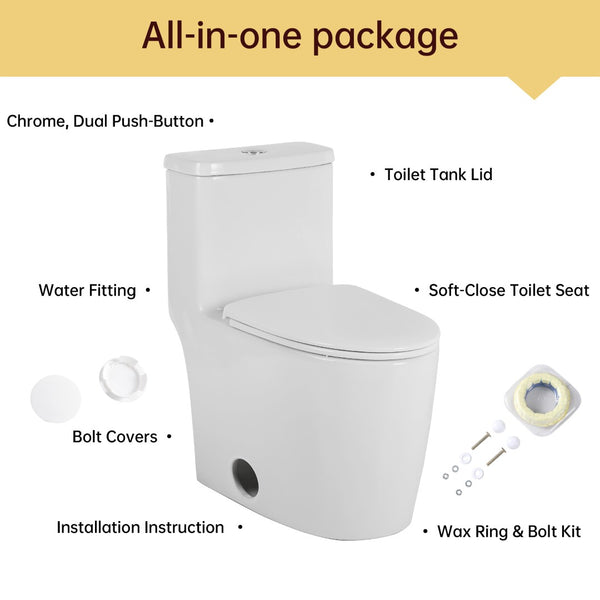English Elm 1.1/1.6 Gpf Skirted One-piece Elongated Ceramic Toilet with Soft Close Seat Watersense B2724P246932