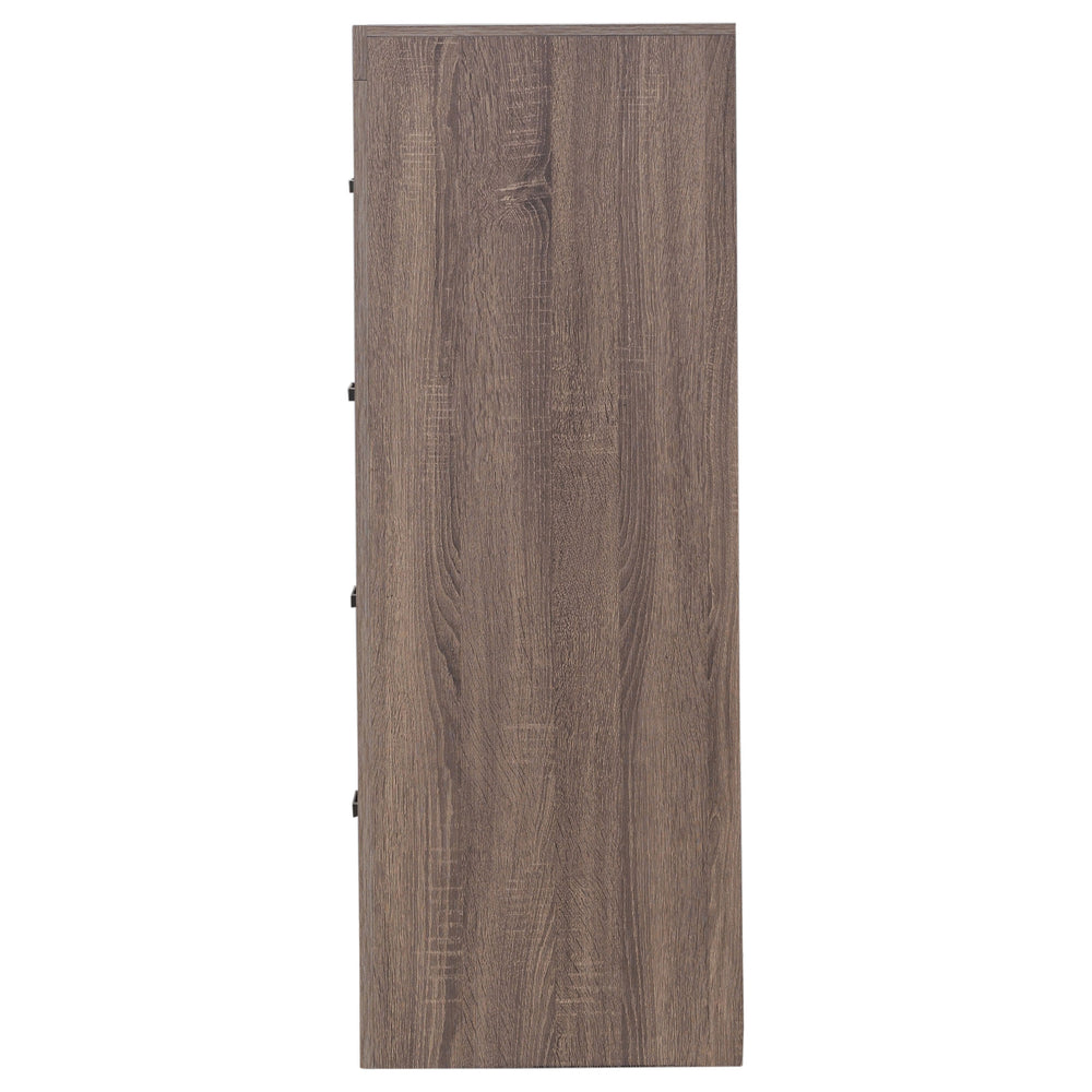 English Elm Geary Barrel Oak 4-Drawer Rectangular Chest with Rustic Oak Grain, Vintage Charm & Ample Storage Space B062P331057