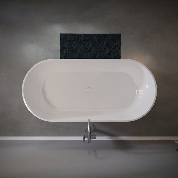 English Elm 63" Freestanding Stone Resin Soaking Tub Glossy Ergonomic Basin for Spa Bathrooms T5287P418030