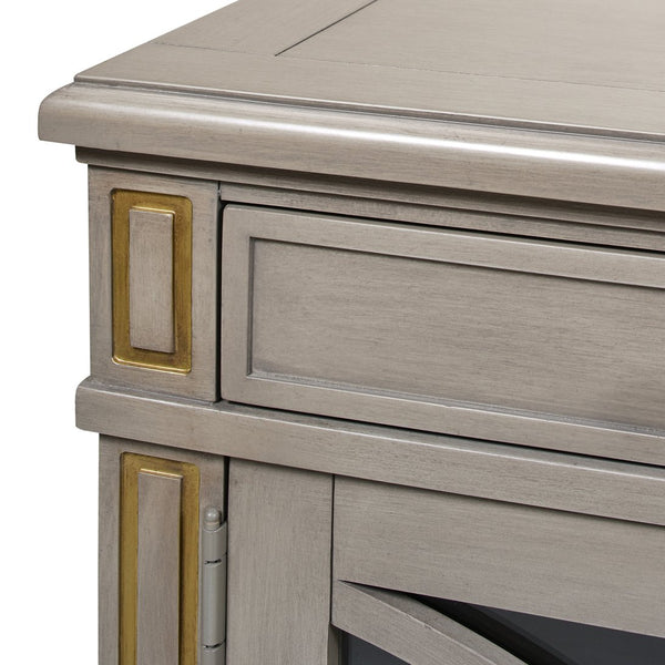 English Elm Jennifer Taylor Home - Dauphin 71" TV Stand Console Table in Grey Cashmere Wood with Gold Accents, Ample Storage, Assembled B2719P238490