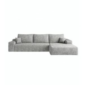 English Elm Y119-L-SLEEPER-GREY Modern Plush Corduroy Left-Arm Sleeper Sofa with Chaise, No Assembly, Cozy Lounge Antique Grey W2824P239946