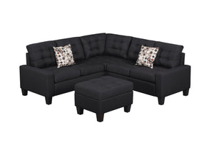 English Elm 6-Piece Upholstered Sectional with Pocket Springs, Tufted 5.5" Seat, Sturdy Wood Frame, Easy Assembly Black 28.54 L x 23.23 W x 15.16 H W2297S00019