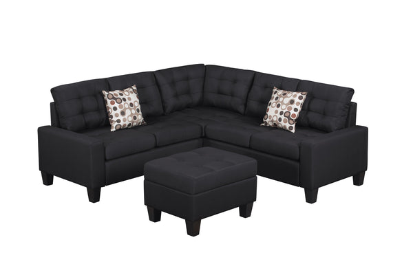 English Elm 6-Piece Upholstered Sectional with Pocket Springs, Tufted 5.5" Seat, Sturdy Wood Frame, Easy Assembly Black 28.54 L x 23.23 W x 15.16 H W2297S00019