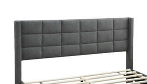 English Elm Modern Diamond Tufted Platform Bed Burlap Upholstered Frame for Loft Bedrooms Gray B011P418599