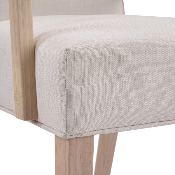 English Elm Upholstered Armchair Dining Chairs Rubberwood Frame Soft Padded Seat Set of 2 Beige,Natural N768P391161N