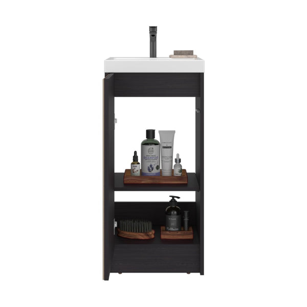 English Elm Syracuce Floating Vanity with Fluted Door Resin Sink and Shelved Storage for Small Bathrooms B200P484460