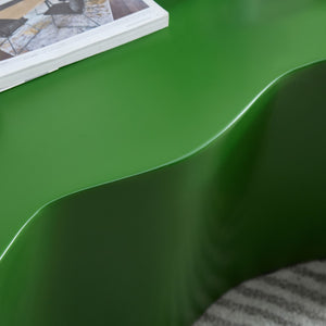 English Elm 50 Inch Sculptural Fiberglass Coffee Table Ready to Use Focal Point for Modern Living Rooms Green W876P452391