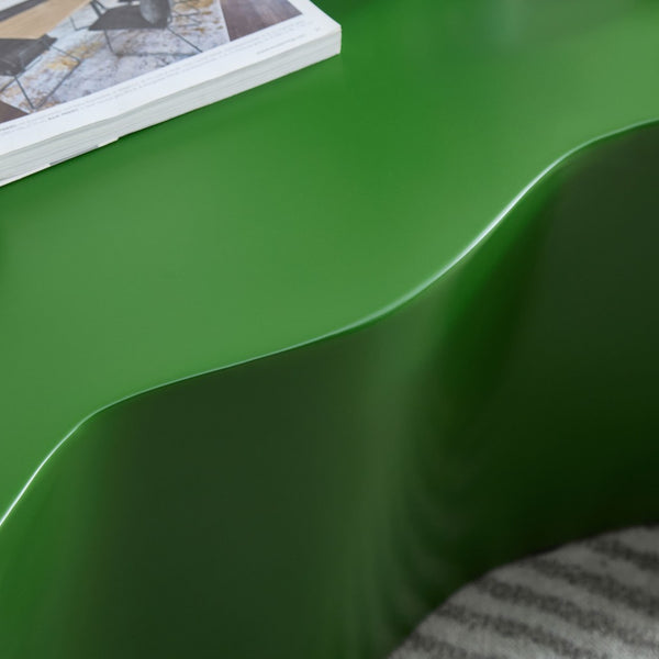 English Elm 50 Inch Sculptural Fiberglass Coffee Table Ready to Use Focal Point for Modern Living Rooms Green W876P452391