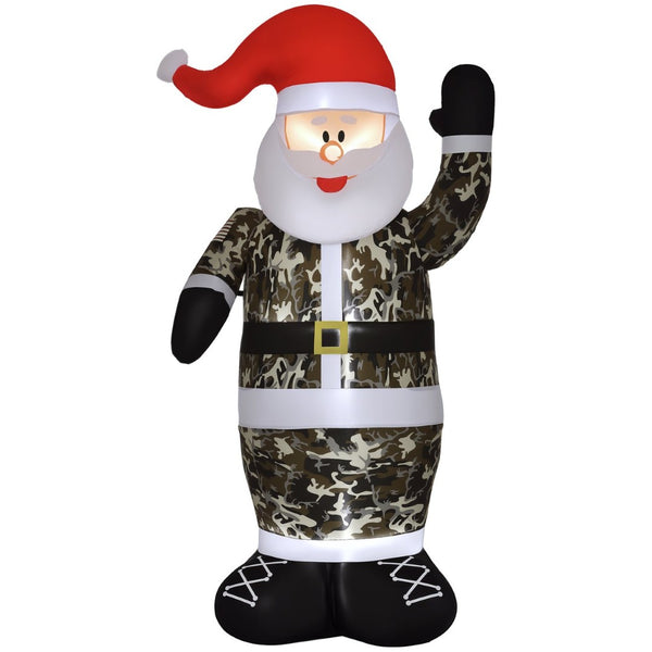 English Elm Christmas Inflatable Camo Santa Eight Foot Led Lit Outdoor Yard Holiday Decor T3971P386338