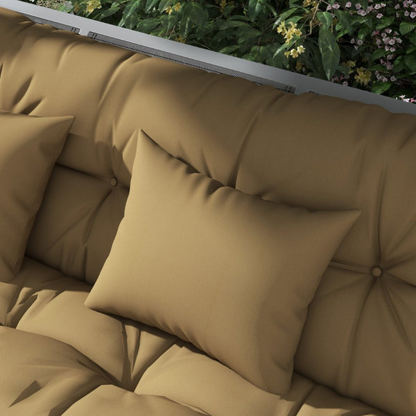 English Elm Outsunny Tufted Patio Bench Cushion Set Polyester Fill Water Resistant Outdoor Seat Brown W2225P174519