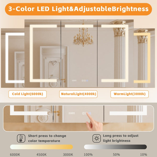 English Elm Lighted Aluminum Medicine Cabinet Smart Mirror with Anti-fog Led and Built-in Usb Outlet W5609P461329