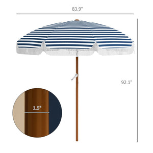 English Elm Outsunny 7 Ft Outdoor Patio Umbrella With Tilt & Vent, Stylish Blue Stripe Market Parasol For Shade W2225P200376-GIGA