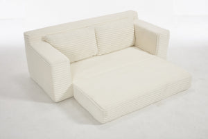 English Elm Loveseat Convertible Sofa Bed with Memory Foam & Steel Frame, No Assembly, Corduroy Comfort Beige W2959P278432