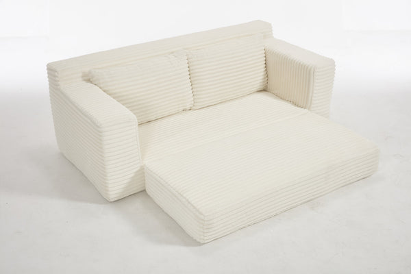 English Elm Loveseat Convertible Sofa Bed with Memory Foam & Steel Frame, No Assembly, Corduroy Comfort Beige W2959P278432