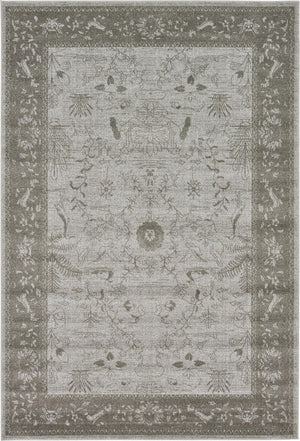 Unique Loom La Jolla Floral Machine Made Floral Rug Light Gray, Gray 6' 1" x 9' 0"