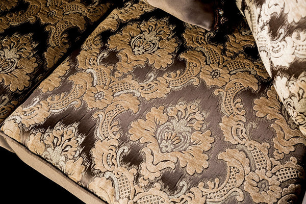 English Elm Traditional Carved Tufted Accent Chair with Rolled Arms, Nailhead Trim and Elegant Upholstery Champagne,Purple 41 L x 42 W x 33 H B2741P380803