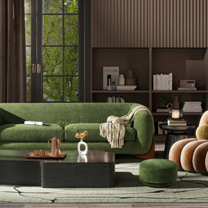 English Elm Jennifer Taylor Home - Fuji Mushroom Footstool Ottoman 15" — Moss Fleeced Teddy Sherpa Seat, Durable 200lb Support Green B2719P280163