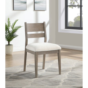 English Elm Medders Grey Wood Dining Side Chair Set of 2 — Coastal Farmhouse Acacia Veneer, Cream Upholstered Seats, Durable Comfort (35.75"H) B062P299787